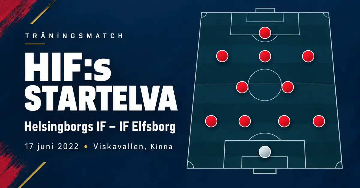 Matchgrafik för Helsingborgs IF mot IF Elfsborg den 17 juni 2022 på Viskavallen i Kinna, med HIF:s startelva illustrerad i en 4-2-3-1-formation.